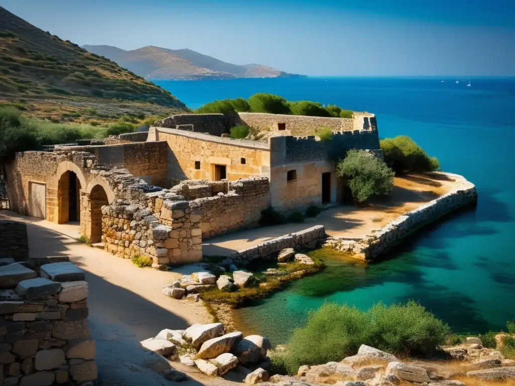 Las antiguas ruinas y paisajes históricos de la isla Spinalonga en Grecia: una rica historia en piedra, sol y mar.