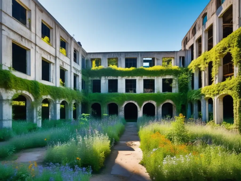 El antiguo centro de investigación científica, transformado por la naturaleza, muestra una belleza melancólica. La transformación de bases científicas en ruinas es evidente en la imagen.