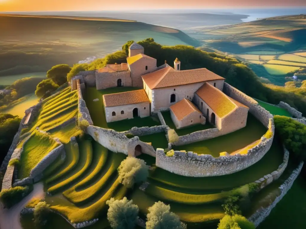 Un asentamiento histórico impresionante bañado por la cálida luz del atardecer. Proyectos conservación asentamientos históricos.