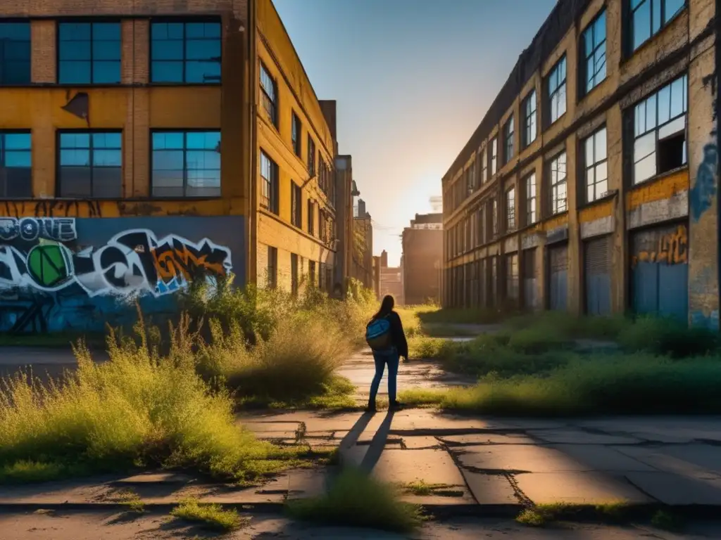 Explorando la belleza abandonada de la ciudad al atardecer con equipamiento fotografía exploración urbana.