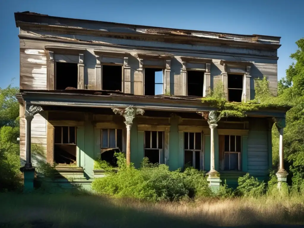 La fotografía muestra la belleza melancólica de un edificio abandonado, resaltando la preservación del encanto de lugares abandonados.