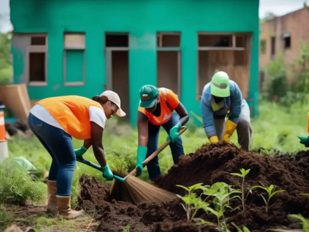 Un equipo de voluntarios restaura un lugar abandonado con iniciativas de salvamento, mostrando comunidad y esfuerzo colectivo.