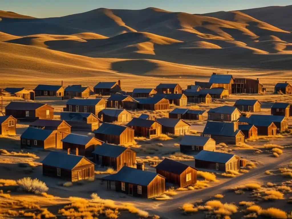 Explora las estrategias para convertir ciudad fantasma al contemplar la belleza desolada de Bodie, California al atardecer.