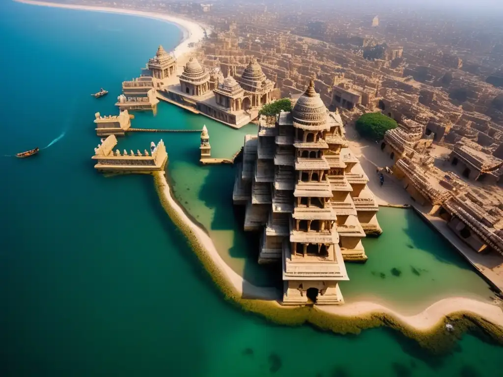 Exploración de la ciudad fantasma sumergida de Dwarka, India, revela la fascinante arquitectura antigua bajo las aguas cristalinas.