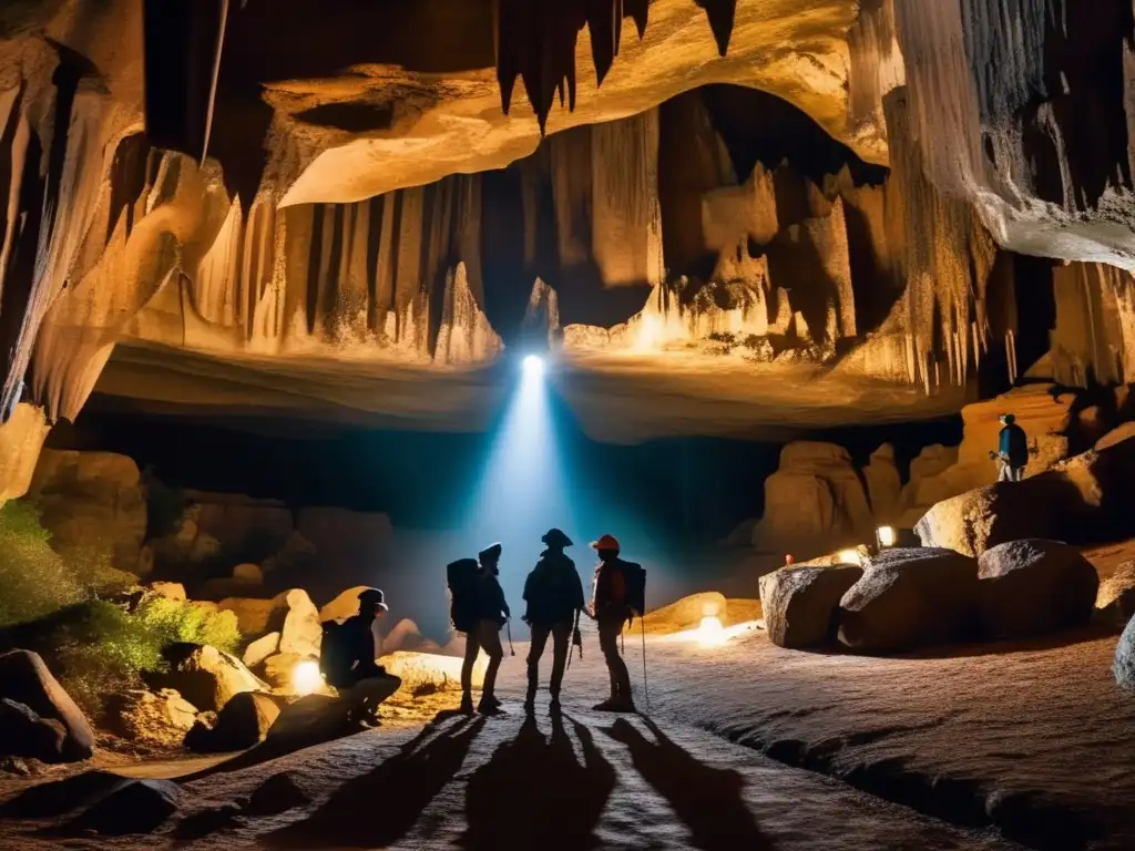 Exploradores iluminan misteriosa cueva subterránea. <b>Turismo oscuro y conservación se entrelazan en esta imagen cautivadora.