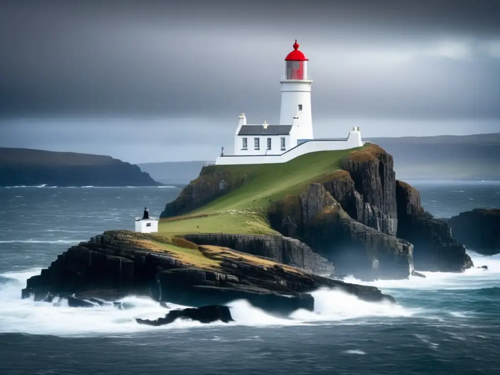 El Faro Eilean Mor, misterios no resueltos, emerge majestuoso en la dramática costa escocesa, rodeado de misterio y belleza.