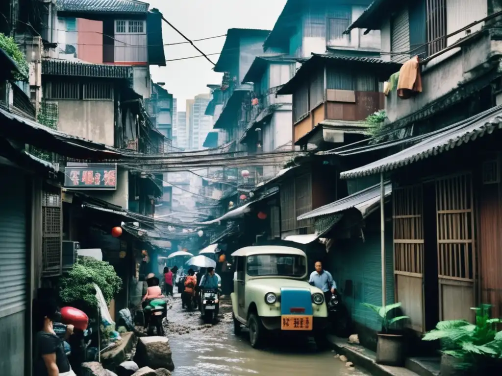 Explora la historia anárquica de Kowloon en estas laberínticas calles, entre sombras y caos humano.