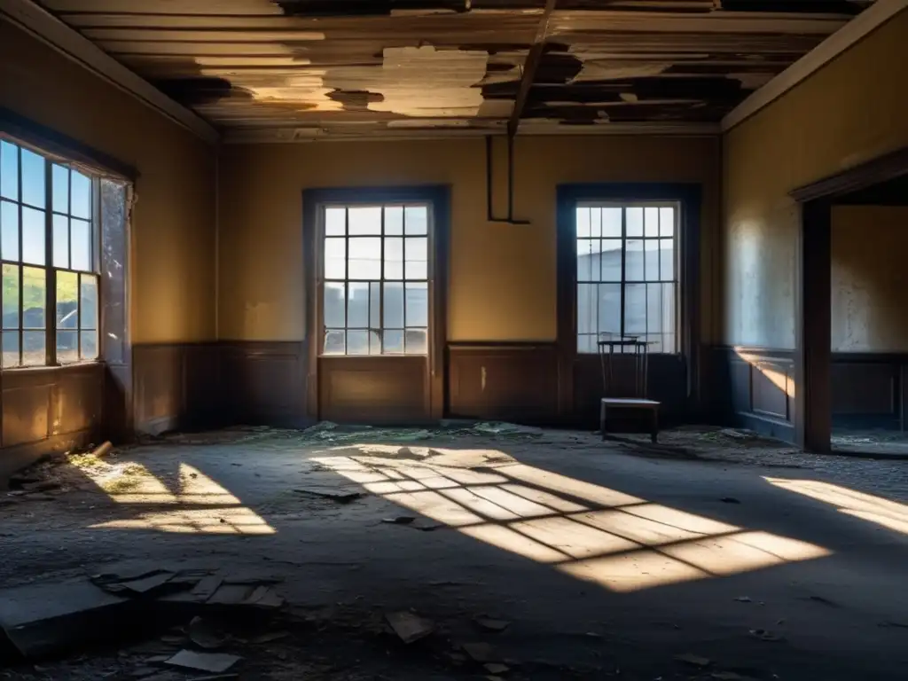 La imagen muestra la belleza inquietante de un edificio abandonado, invitando a reflexionar sobre la ética en la documentación de lugares abandonados.