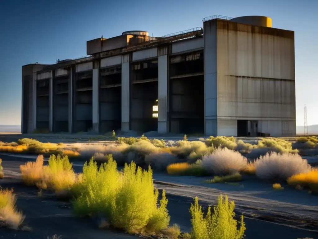 Una imagen detallada de la planta abandonada de Hanford energía nuclear, mostrando su atmósfera desolada y espeluznante.