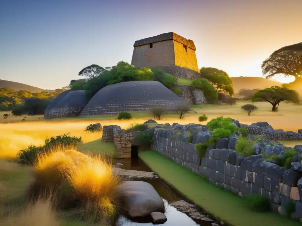 Las imponentes ruinas de la Gran Zimbabue se funden con la naturaleza, mostrando la decadencia de la Gran Zimbabue.