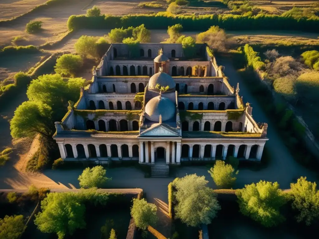 Una impresionante foto aérea de una ciudad abandonada capturada por un dron, documentando ciudades olvidadas con drones, muestra la belleza inquietante de la decadencia y la naturaleza reclamando su territorio.