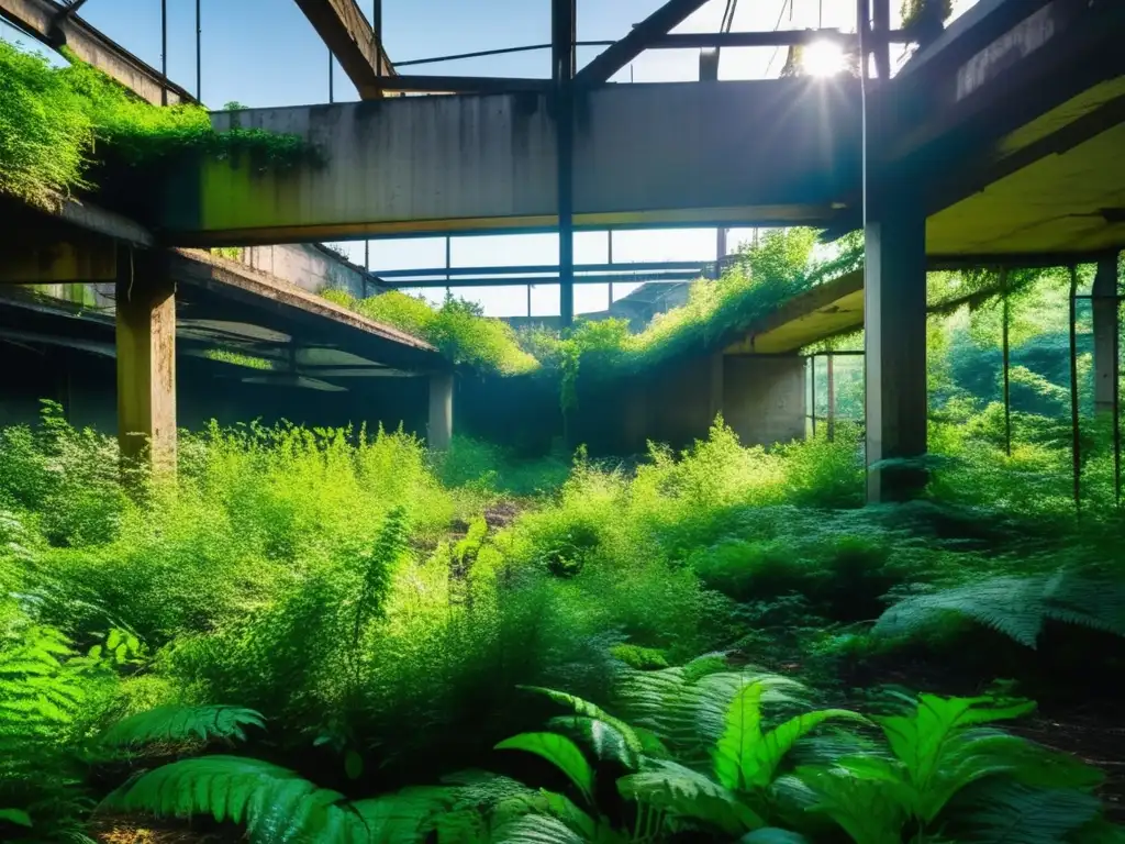 'Biodiversidad en lugares abandonados: La naturaleza florece en un sitio industrial abandonado, mostrando su resiliencia y belleza.'