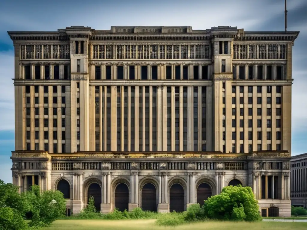 La majestuosidad abandonada de la Estación Central de Michigan en Detroit, evocando el renacimiento urbano Detroit abandonado.