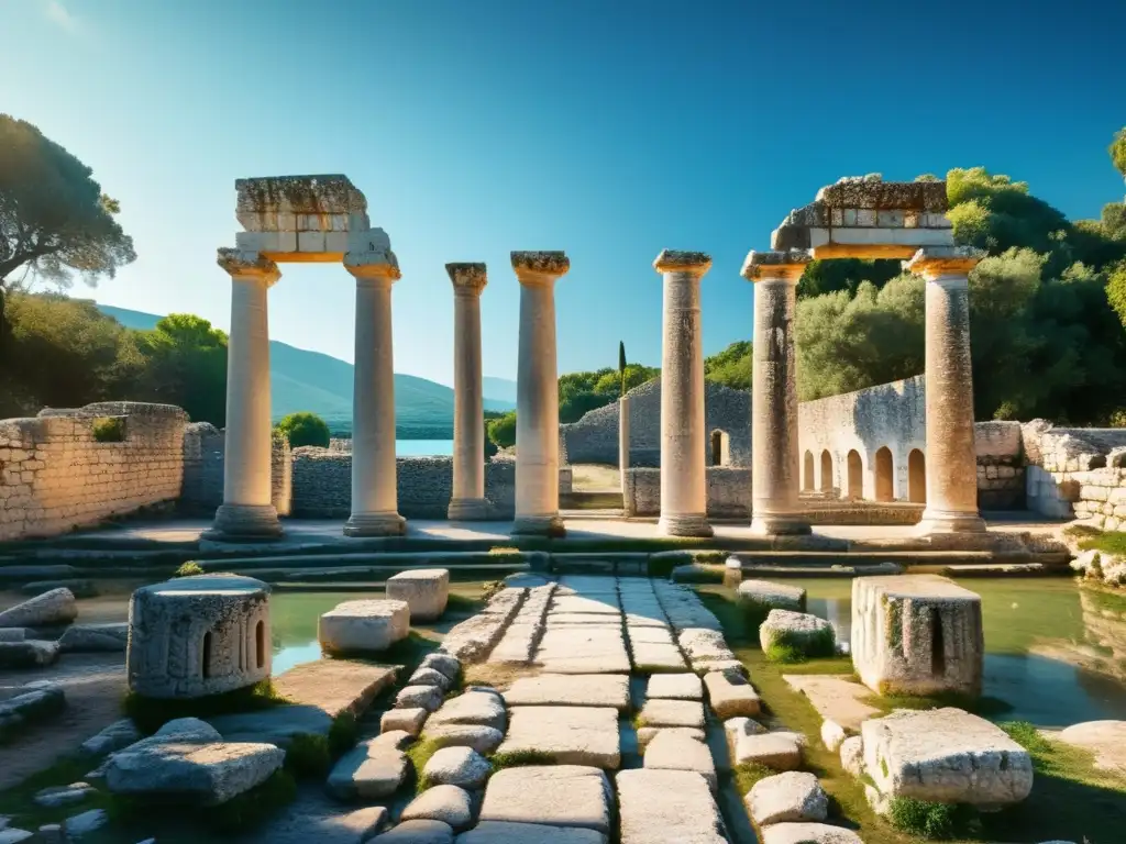 Explora la majestuosidad de la antigua ciudad fantasma de Butrint, Albania, entre ruinas y exuberante naturaleza.