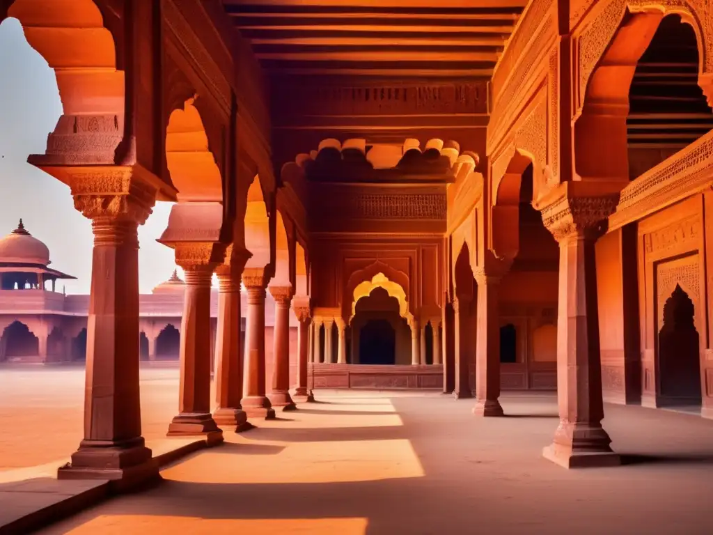 Explora la misteriosa ciudad fantasma de Fatehpur Sikri en la India, con sus antiguos detalles arquitectónicos y juegos de luz y sombra.