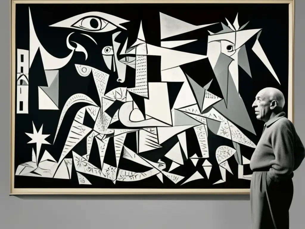 Pablo Picasso contempla su obra maestra 