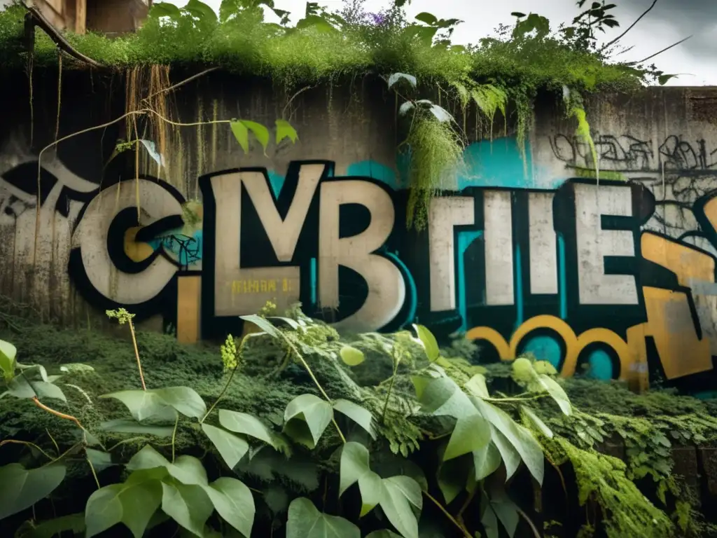 Muro urbano abandonado con grafitis enigmáticos