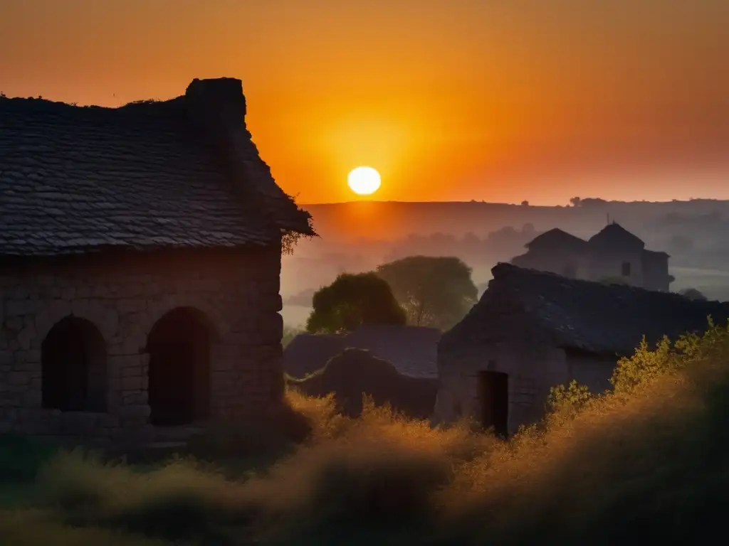 Un pueblo olvidado revela misterios y celebraciones perdidas bajo el cálido atardecer.