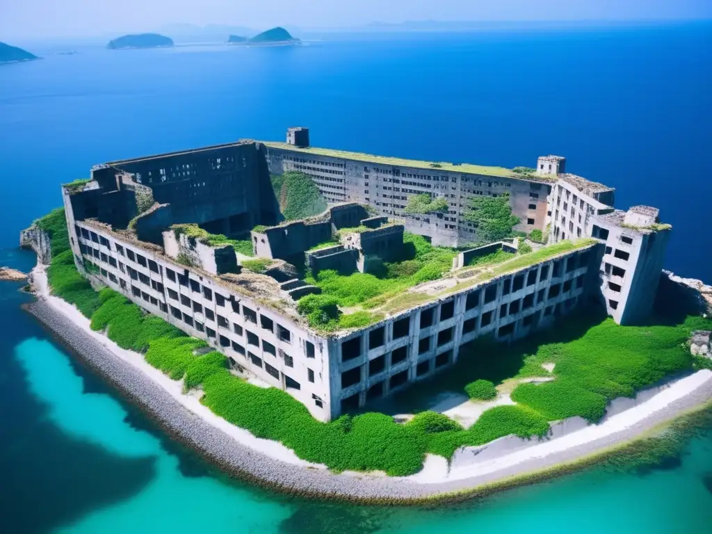 Ruinas abandonadas en la Isla de Hashima Japón, testigos del pasado industrial entre la belleza natural y el misterio.