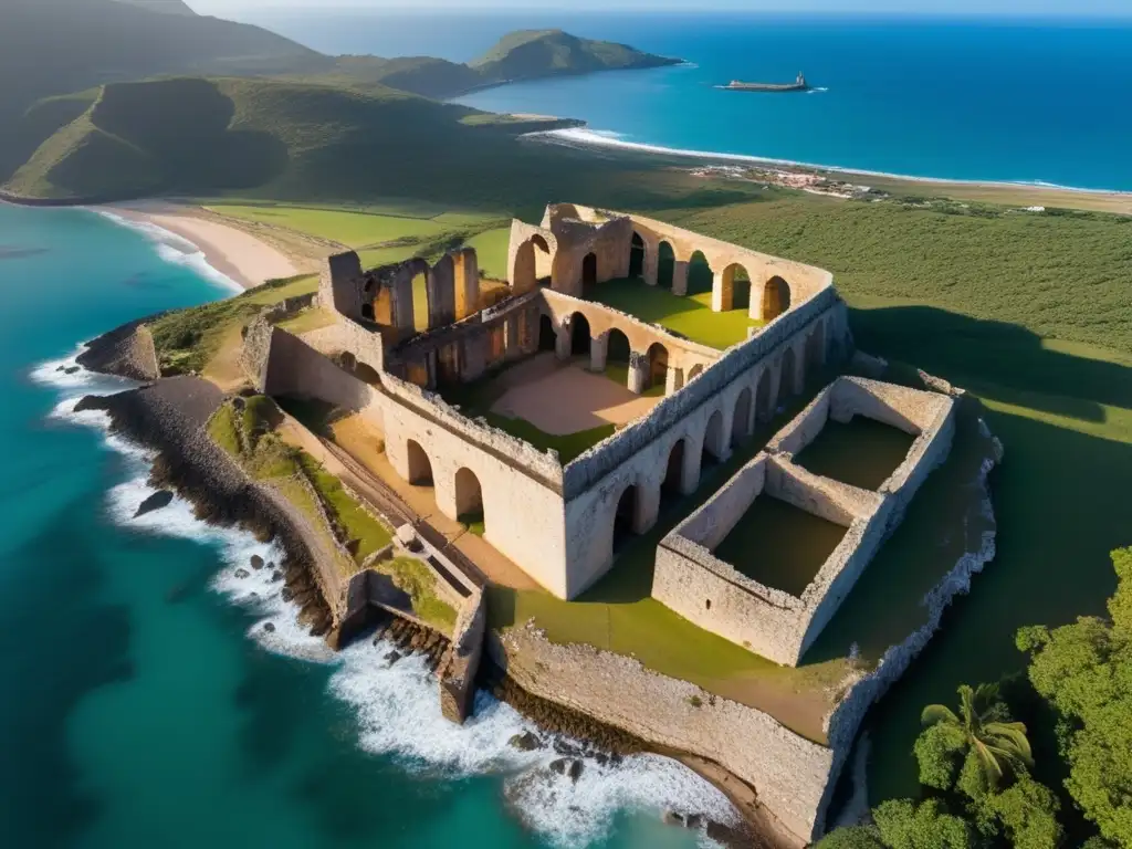 Ruinas evocadoras de Coro y su puerto en Venezuela, con detalles arquitectónicos y paisaje costero, una mezcla de historia y naturaleza.