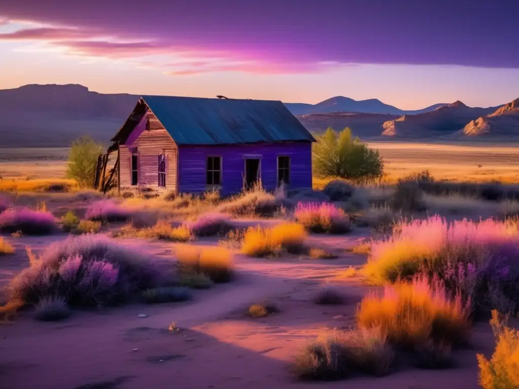 Descubre los secretos de una ciudad fantasma en esta impresionante imagen de un pueblo abandonado al atardecer.