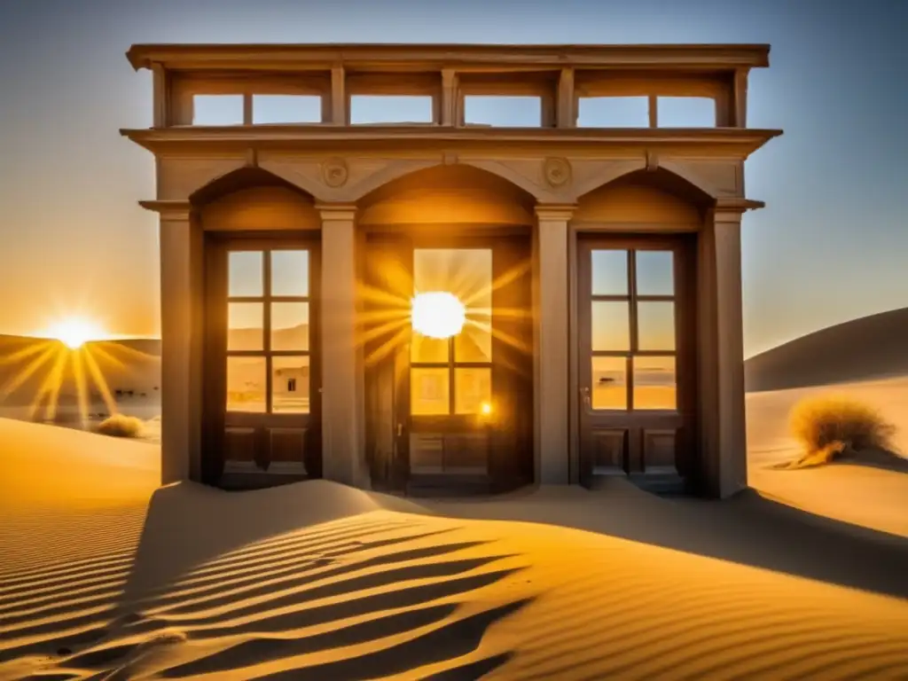 Atardecer dorado en Kolmanskop: belleza fantasmal en Namibia