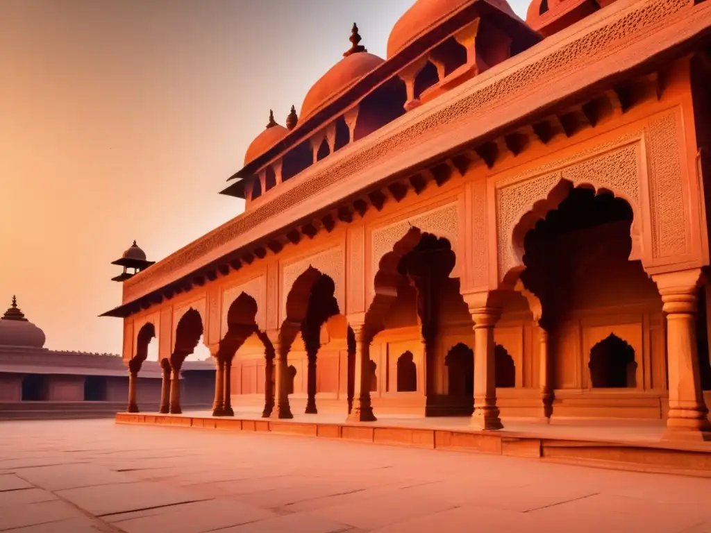 El sol dorado ilumina las ruinas de Fatehpur Sikri, capital fantasma de la India, mostrando su belleza y grandeza.