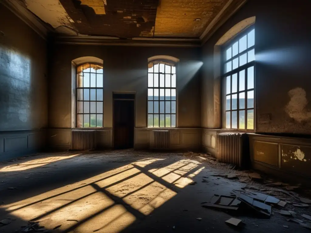 Ruinas misteriosas: luz y sombra en edificio abandonado