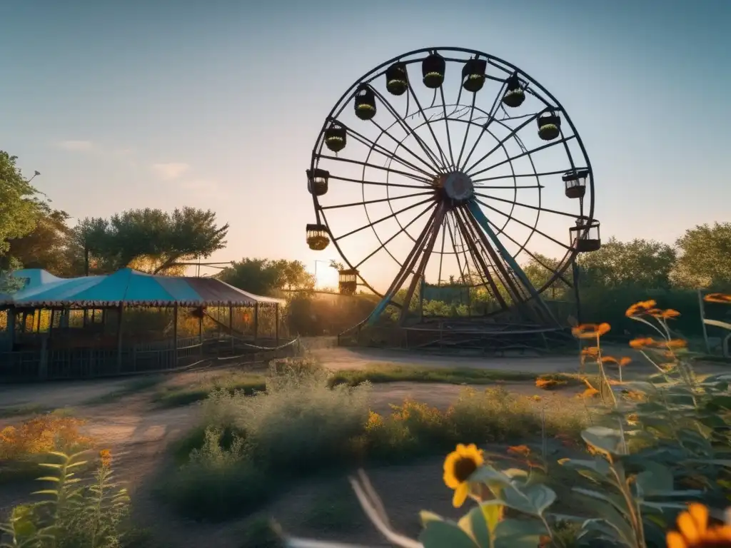Parque de diversiones abandonado: belleza decadente en 8k